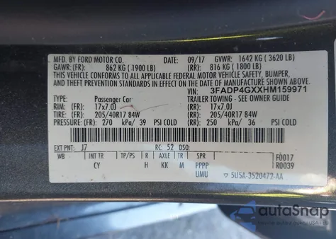 2017 Ford Fiesta St z USA, uszkodzony, nr VIN 3FADP4GXXHM159971